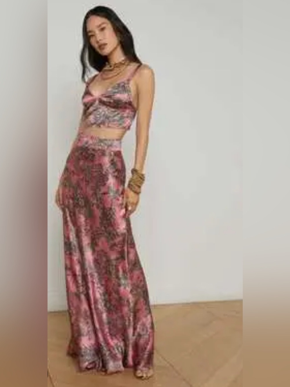 NWOT L'Agence Ryker silk maxi skirt floral chinoserie - Picture 3 of 11